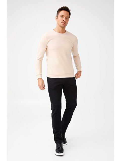 igs Bej Rahat Kalıp Bisiklet Yaka Düz Uzun Kollu Triko - S000490027-19928