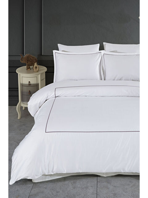 Varol Marmaris Serisi Kızılbük – 300 TC Nakışlı Pamuk Saten Nevresim Takımı -BEYAZ-ÇİFT KİŞİLİK - S000448546-20063