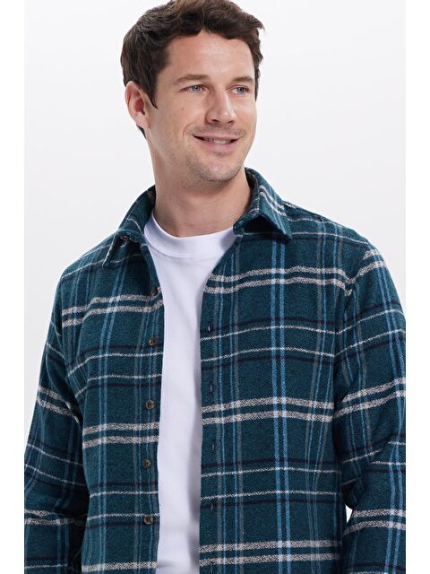 TUDORS Erkek Slim Fit Dar Kesim Kareli Kışlık Oduncu Gömlek - S000525590-17259