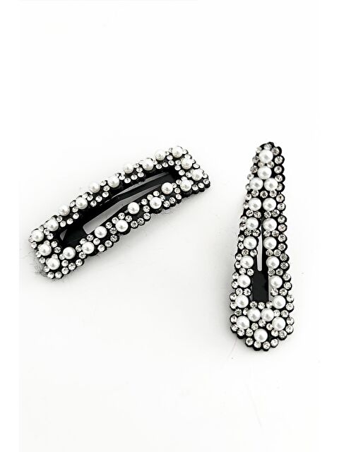 New Obsessions Asimetrik Mini İnci ve Taş Detaylı Kadın Yan Çıtçıt Toka 2'li Paket - S000158579-37424