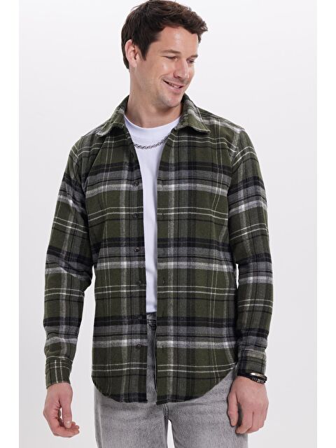 TUDORS Erkek Slim Fit Dar Kesim Kareli Kışlık Oduncu Gömlek - S000525593-23173