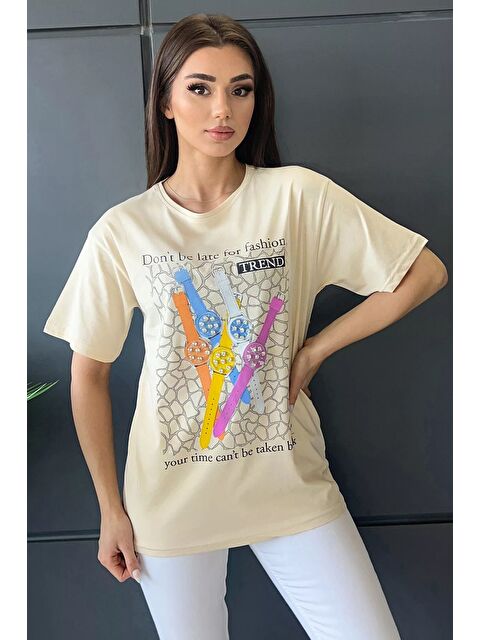 Gülseli Salaş Yazı Ve Resim Basklı Kadın Tişört - S000299921-19928