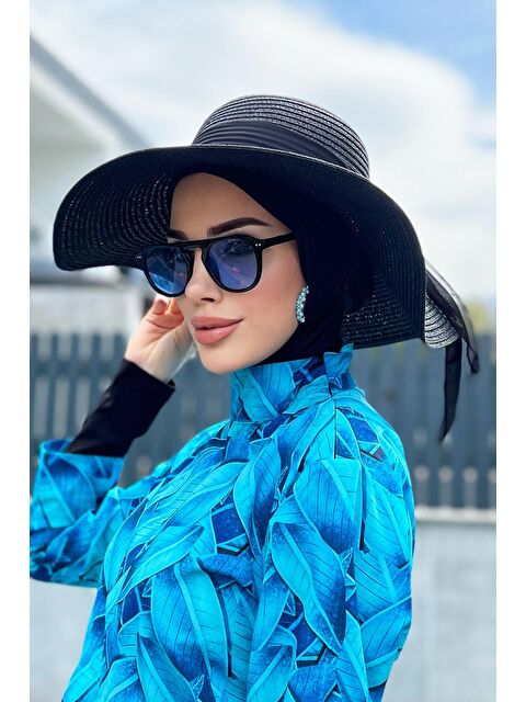 Remsa Mayo Kurdele Detaylı Hasır Şapka Siyah RŞ-48 - S000163366-19351