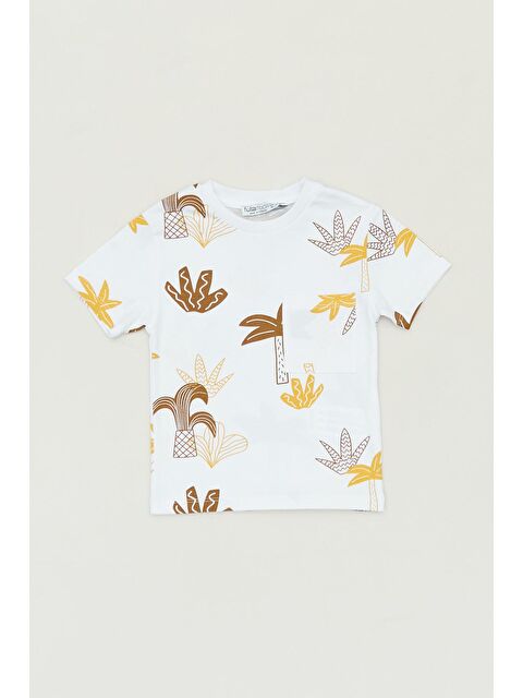Fullamoda Palmiye Baskılı Bisiklet Yaka Erkek Çocuk Tişört - S000222268-37257