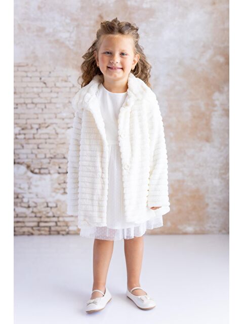 MİNİNİO Kız Bebek Pelüş Kaban   Ekru - S000325882-19965