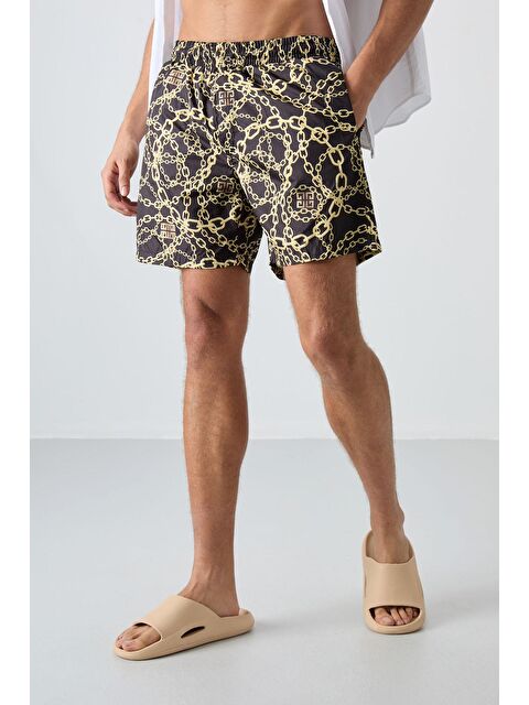 Tommylife Zincir Desenli Hızlı Kuruyan Standart Fit Erkek Deniz Şortu - 81267 - S000203426-20072