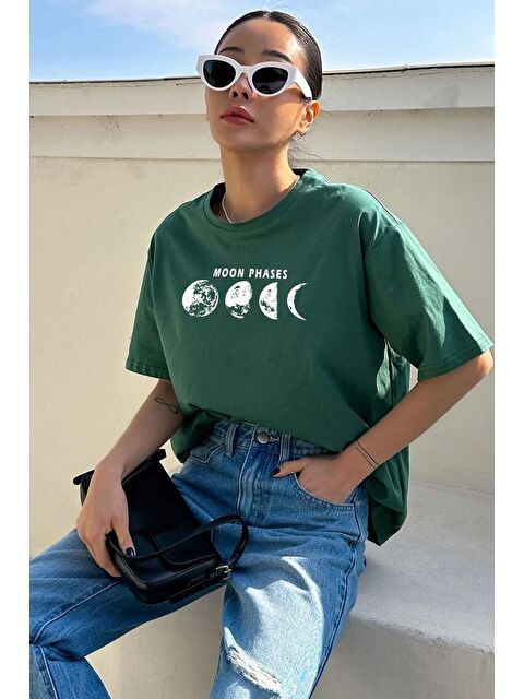 uyguntarz Unisex Moon Phases Baskılı T-shirt - S000242895-18194