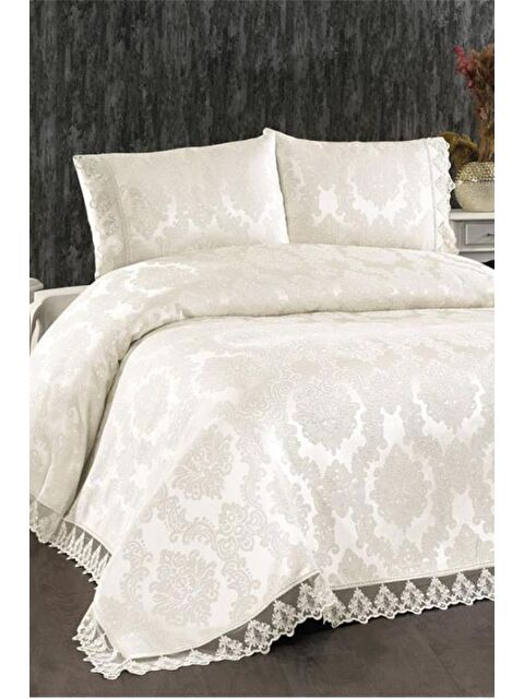 Çeyiz Diyarı Demontis Çift Kişilik Yatak Örtüsü Krem - S000485511-23173