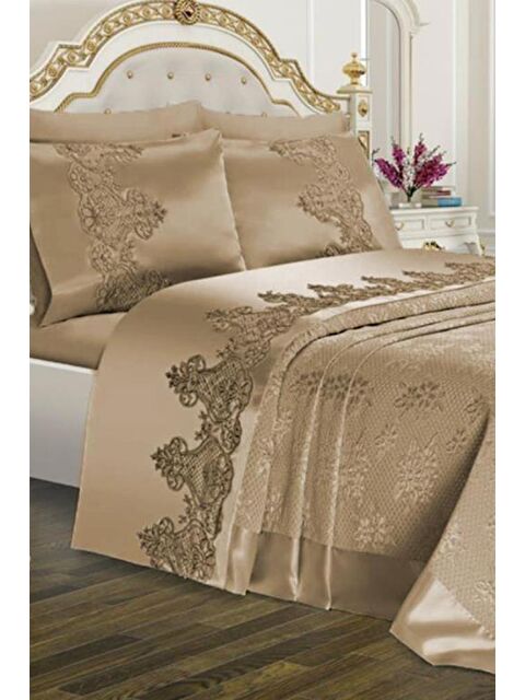 Çeyiz Diyarı Çeyizlik Gelin Seti Dubai Sade 7 Parça Bej - S000485515-23173