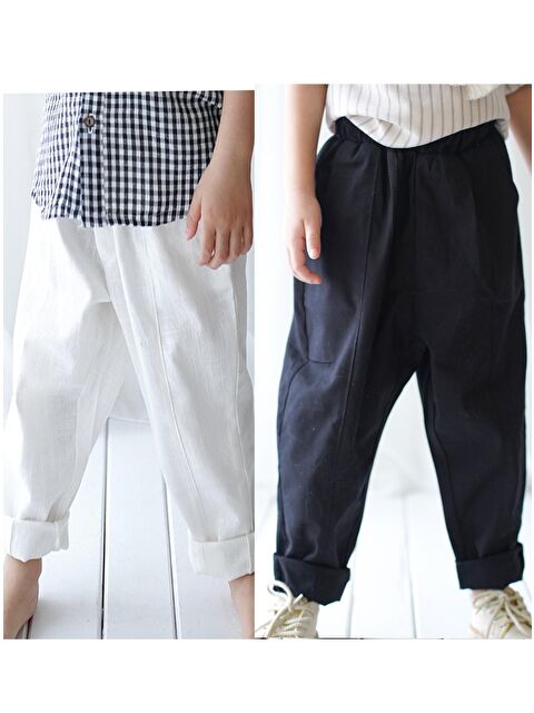 Catz Kids Erkek Çocuk 2'li Keten Carrot Pantolon ( %100 Pamuk Siyah ve Beyaz ) - S000176508-5406