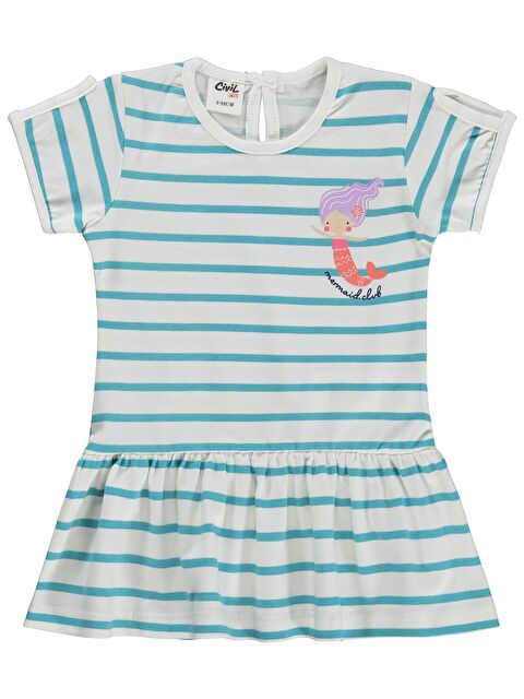 Civil Baby Mobil Çiçekli Çizgi Emp 6-18 Ay Jile ve Elbise - Ekru 6-9 Ay - S000526704-19965