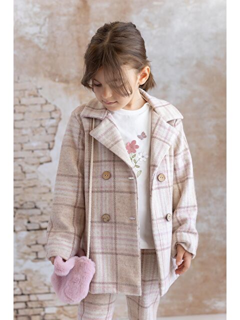 MİNİNİO Kız Bebek Çanta Aksesuarlı Ekose Kaban - Ekose - S000325888-20063