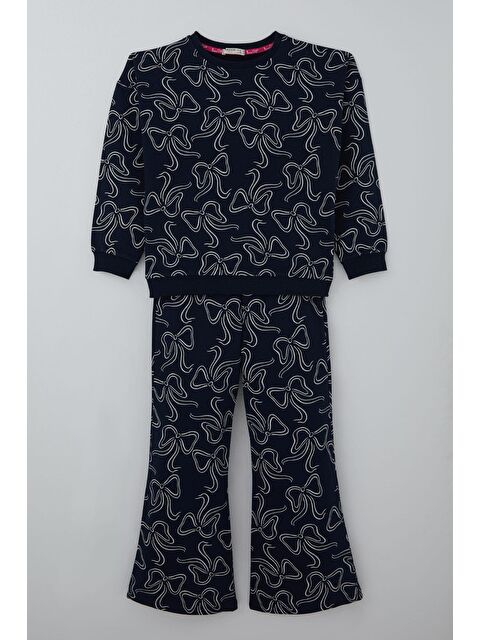 Breeze Kız Çocuk Eşofman Takımı Kurdele Desenli Bel Kısmı Lastikli Lacivert (9-14 Yaş) - S000516322-21164