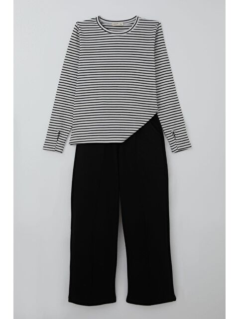 Breeze Kız Çocuk Pantolonlu Takım Parmak Detaylı Beyaz (8-14 Yaş) - S000493773-20063