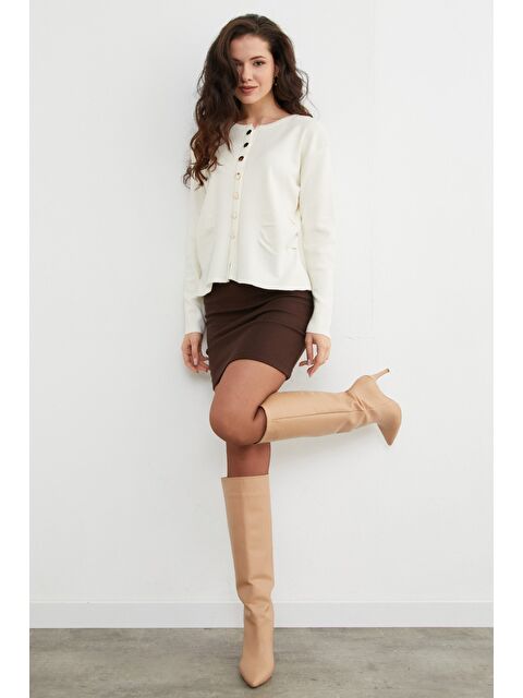 Fullamoda Yanları Drapeli Düğmeli Triko Hırka - S000481328-19965