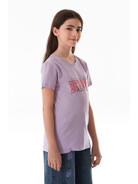 Fullamoda %100 Pamuk Be Happy Baskılı Kız Çocuk Tişört - S000381234-17878