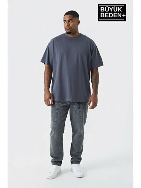 Süperlife Büyük Beden Erkek Basic Tişört – Pamuklu Düz T-Shirt 3XL-6XL SPR26BTS10