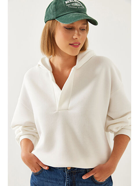 SHADE Kadın Kapüşonlu V Yaka Sweatshirt - S000375339-20063