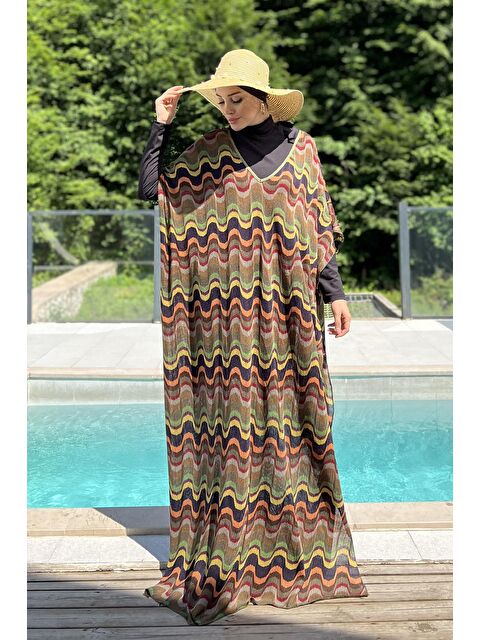 Remsa Mayo Tesettür Mayo Üzerine Triko Örme Tek Kaftan Pareo 430-T13 Renkli - S000211989-18547
