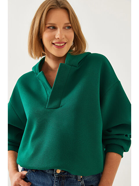 SHADE Kadın Kapüşonlu V Yaka Sweatshirt - S000375339-18194