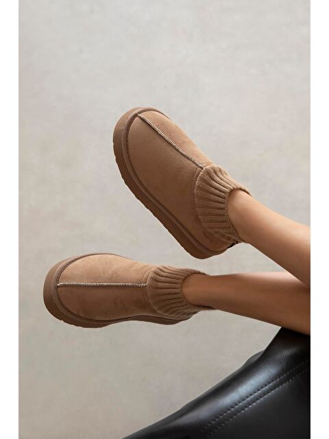 Straswans Yuki Kadın Triko Detay Ev Terliği Vizon - S000512894-26429