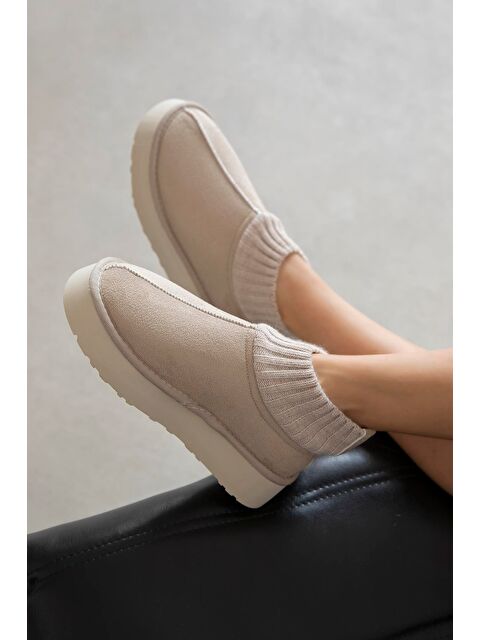 Straswans Yuki Kadın Triko Detay Ev Terliği Bej - S000512894-19928