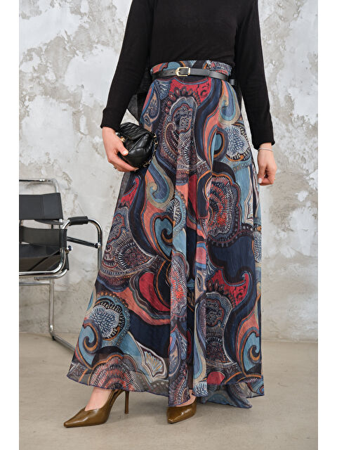 Locco Moda Kadın Kemerli Şifon Etek Saks Mavi - S000510188-23710