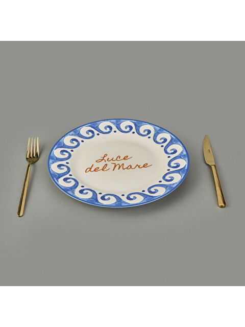 Evidea Kitchen Luve Del Mare Servis Tabağı - Krem / Mavi - 27 cm - S000391538-37372