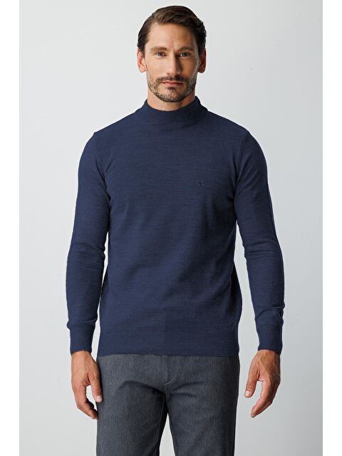 igs Mavi Dar Kalıp Yarım Balıkçı Düz Triko - S000490051-17234