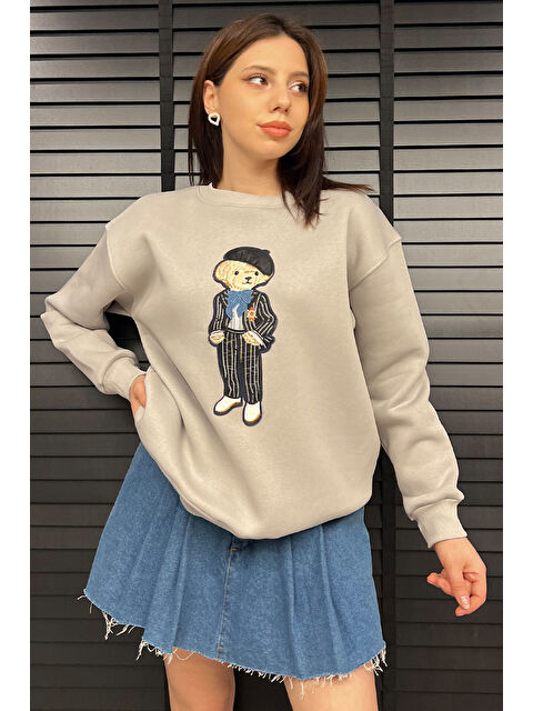 Gülseli Kadın Bisiklet Yaka Aplikeli Sweatshirt (aplike Ayılar Farklı Gelebilir) - S000332240-20600