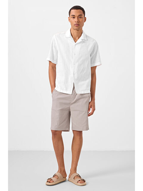 Tommylife Taş Standart Fit Dokuma Hafif Esnek Chino Erkek Şort - 81291