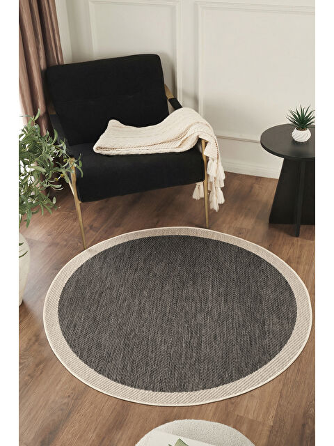 Konfor Halı Sisalux 3089 Antrasit Sisal Yuvarlak Sisal Dokuma Jüt Kilim Hav Toz Vermez Mutfak Oda Halısı-200x200 - S000516358-29666