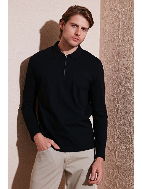 Buratti Pamuklu Slim Fit Yarım Fermuarlı Polo Yaka Erkek Sweat 5903010 - S000358165-19351