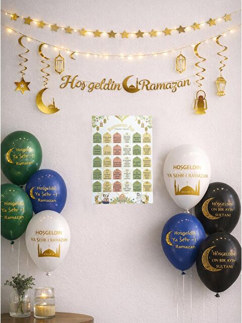 Parti Adresi Lüks Hoşgeldin Ramazan Dekor Seti – Altın Detaylı Süsleme Seti - S000516364-23173