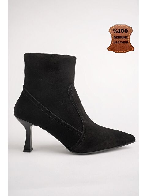 Muggo NATALİE Hakiki Deri Sivri Burun Fermuarlı İnce Topuklu Kadın Bot - S000282562-37421