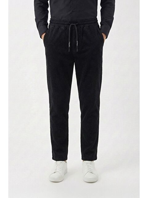 Sabri Özel Giotelli Siyah Dokuma Kumaş Normal Bel Standart Boy Erkek Pantolon - S000525613-19351