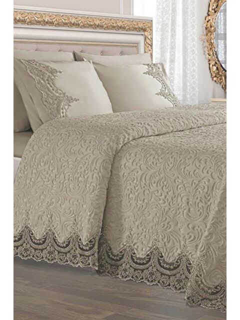 Çeyiz Diyarı Fransız Güpürlü Çeyizlik Battaniye Takımı Arus Bej - S000485562-23173