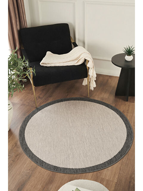 Konfor Halı Sisalux 3088 Gri Antrasit Yuvarlak Sisal Dokuma Jüt Kilim Hav Toz Vermez Mutfak Oda Halısı-200x200 - S000516389-20600