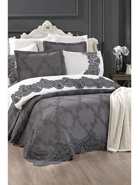 Çeyiz Diyarı Sahra 10 Parça Battaniyeli Çeyiz Seti Antrasit - S000505733-29666