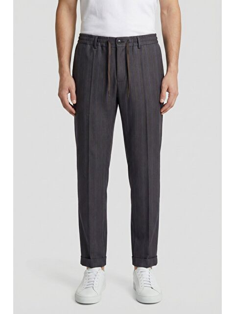 Sabri Özel Giotelli Erkek Viskon Karışımlı Klasik Kahverengi Pantolon