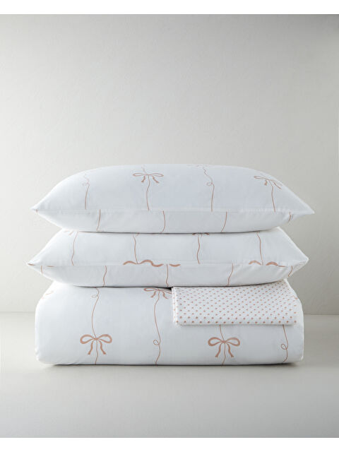 English Home Pretty Charm Kolay Ütülenir Çarşaflı Çift Kişilik Nevresim Takımı 200x220 cm Pudra - S000505759-7152