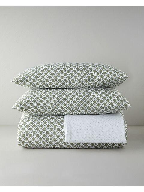 English Home Chic Bloom Kolay Ütülenir Çift Kişilik Nevresim Takımı 200x220 cm Yeşil - S000505765-18194