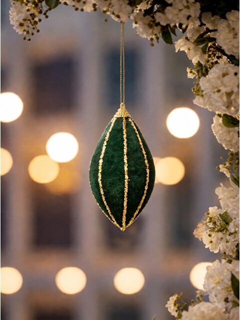 Parti Adresi Yeşil Kadife Asmalı Ramazan Dekoru – Altın Sim Detaylı 6 cm 3'lü - S000505761-18194