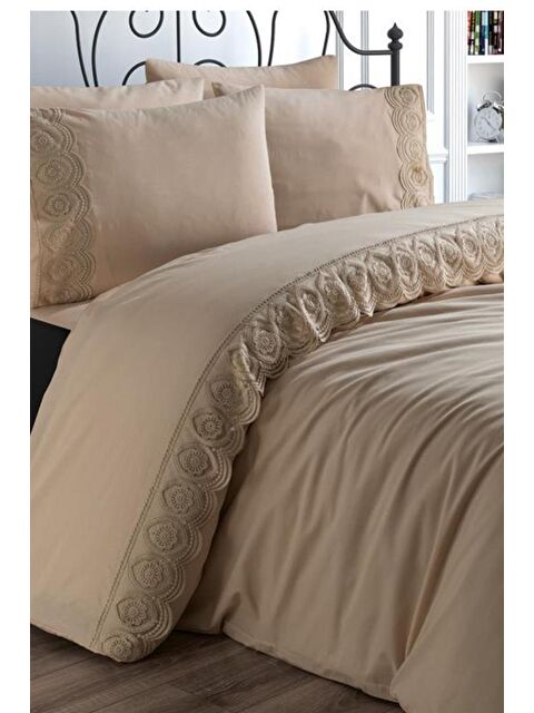 Çeyiz Diyarı Fransız Dantelli Ceylin Çeyizlik Nevresim Takımı Cappucino - S000485678-23173