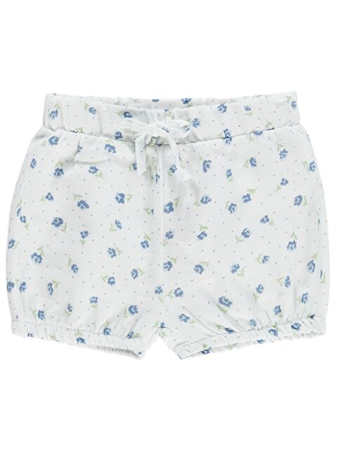 Civil Baby Paça Büzgülü Çiçek Empirme 6-18 Ay Şort - Beyaz 6-9 Ay - S000526711-20063