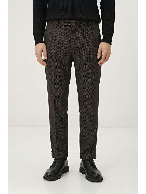 Sabri Özel Giotelli Kahve Dokuma Kumaş Normal Bel Standart Boy Erkek Pantolon - S000525621-19413