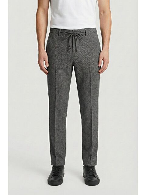 Sabri Özel Giotelli Erkek Comfort Kalıp Antrasit Armürlü Klasik Kumaş Normal Bel Pantolon - S000525625-29666