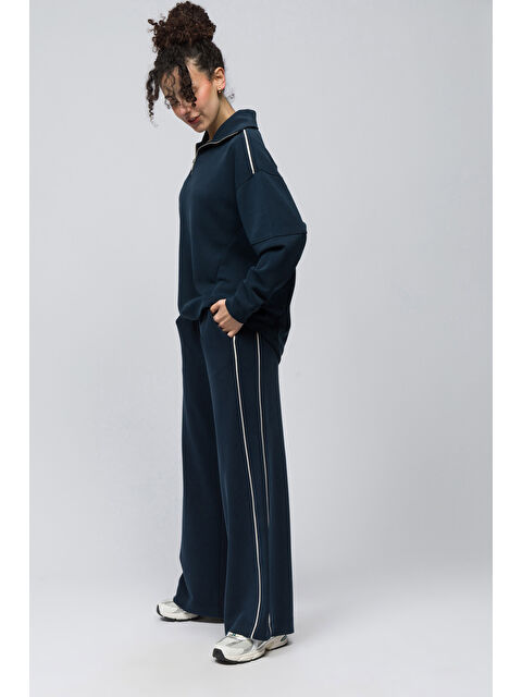 Dexia Granada   Çift Biyeli Bol Kesim Beli Lastikli Modal Pantolon   Lacivert Renk - S000352875-21164