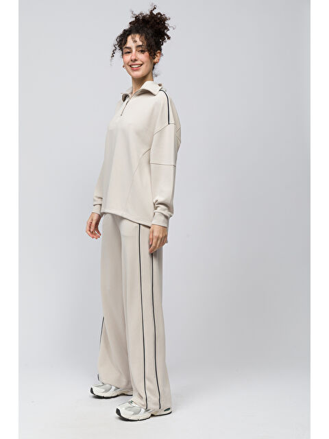 Dexia Granada   Çift Biyeli Bol Kesim Beli Lastikli Modal Pantolon   Taş Renk - S000352875-25636