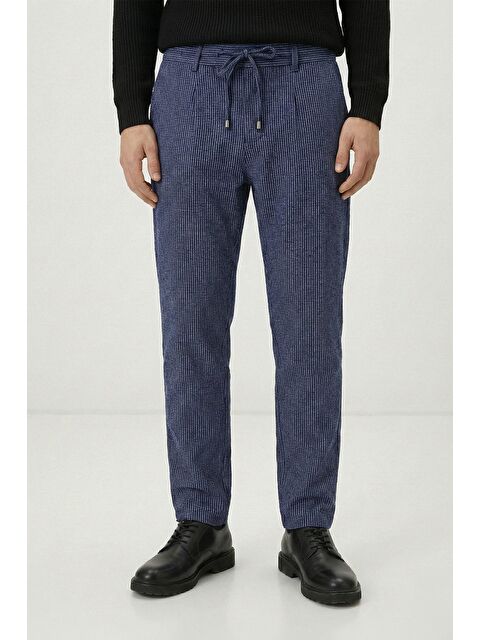 Sabri Özel Giotelli Erkek Comfort Kalıp Lacivert Armürlü Klasik Kumaş Normal Bel Pantolon - S000525626-21164